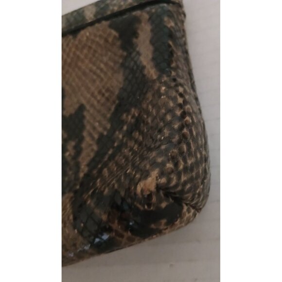 Coach Leather Snakeskin Design Wristlet Logo Bag Purse - Picture 11 of 12